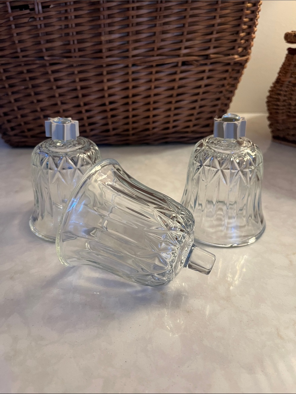 3 VTG  peg votive cups Home Interiors  pressed Glass